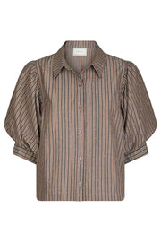Etta Soft Stripe Stone Shirt | Brown | Bluse fra Neo Noir