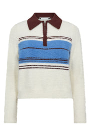 Tory Stripe Zip Knit 32198 | Off white | Strik fra Co'couture