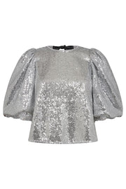 Stevie Sequin Bow Blouse | Silver | Skjorte fra Co'couture