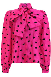 Elina Ls Blouse | Pink Black Heart | Bluse fra Liberté