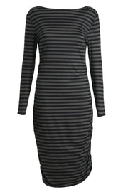 Alma Ls Turn Dress | Dark Grey Black Stripe | Kjole fra Liberté