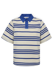 Lennon Stripe Polo Tee 33135 | New Blue | T-Shirt fra Co'couture