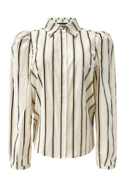 Flora Ls Blouse | Ivory Black Stripe | Bluse fra Liberté
