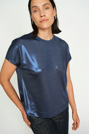 Nivola O-neck Metallic Tee | Ensign Blue | T-shirt fra Mos Mosh