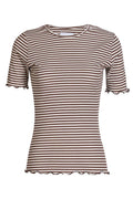 Natalia Ss Bluse | Braun Creme Streifen | Bluse von Liberté