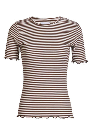 Natalia Ss Bluse | Braun Creme Streifen | Bluse von Liberté