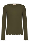 Elaine Seamless Silk O-LS Tee | Olive Night | T-shirt fra Mos Mosh