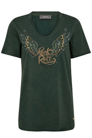 Faye O-SS Tee   | Dark Pine | T-shirt fra Mos Mosh