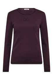 Granny Embroidery LS Tee 33180 | Plum | T-Shirt fra Co'couture
