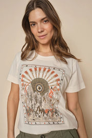 Melika O-SS Tee | Ecru | T-shirt fra Mos mosh