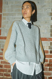 Beth Ottili V-neck Knit | Grey Melange | Strik fra Mos Mosh