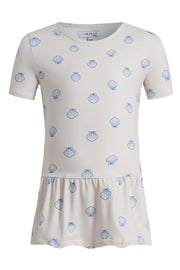 Alma Frill T Shirt (Kids) | Ivory Cobolt Shell | T-Shirt fra Liberté Ami