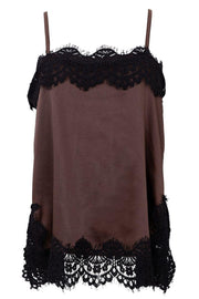 Evie Lace Strap Top | Coffee | Bluse fra Black Colour