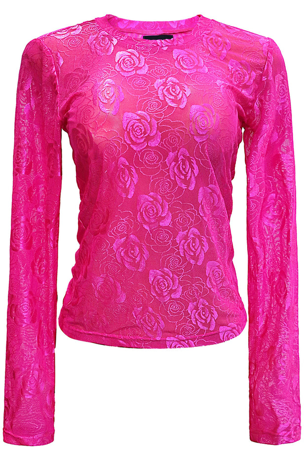 Rose Ls Lace Blouse | Pink | Bluse  fra Liberté