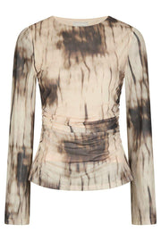 Lenida Faded Mesh Blouse | Dusty Brown | Bluse fra Neo Noir