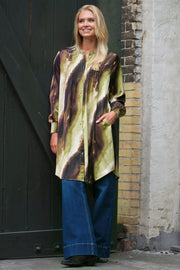 Carrie Dress 2862 | Brown Green Print | Kjole fra Prepair