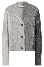 Helen Cardigan 205195 | Medium Grey Mel w Charcoal Mel | Cardigan fra Freequent