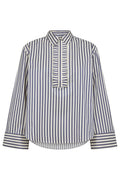 Samson Stripe Frill Shirt 35879 | Navy | Bluse fra Co'couture