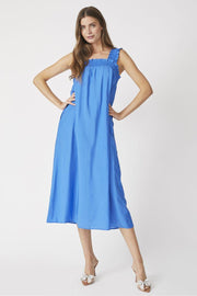 Callum Smock Long Strap Dress | New Blue | Kjole fra Co'couture