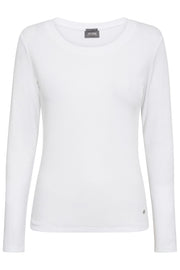 Nicole O-LS Rib Tee  | White | Bluse fra Mos Mosh