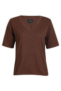 Ulla Ss Vneck Tshirt | Dark Brown | T-Shirt fra Liberté