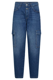 Adeline Stina Cargo Jeans Ankle | Blue | Jeans fra Mos Mosh