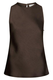 Celina Heavy Sateen Top | Dark Brown | Bluse fra Neo Noir