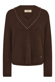Zora V-Neck Bead Knit | Bracken | Strik fra Mos Mosh