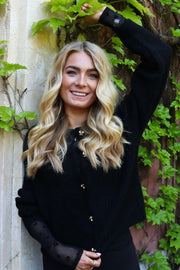 Fro O Neck Cardigan | Black | Strik fra Liberté