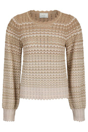 Dito Chevron Knit Blouse | Light Brown | Bluse fra Neo Noir