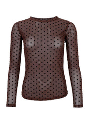 Jennie Dotted Mesh Blouse | Coffee | Bluse fra Black Colour