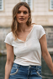 Troy Tee SS | Ecru | Basis t-shirt fra Mos Mosh