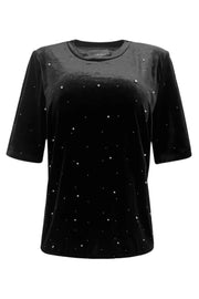 Velia Velvet Tshirt | Black | Bluse fra Liberté