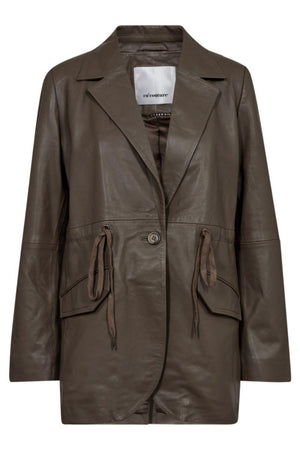 Phoebe Tie String Leather Bl 30123 | Elefant | Blazer von Co'couture