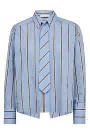 Amora Stripe Tie Shirt 35918 | Pale Blue | Bluse fra Co'couture