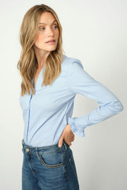 Hassie Pleat Shirt | Brunnera Blue | Skjorte fra Mos Mosh