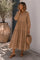 Flowy Embroidery Cotton Dress | Camel