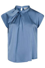 Fleur Drapy Satin Blouse | Dusty Blue | Bluse fra Neo Noir