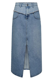 Denim Block Slit Skirt 34154 | Denim blue | Nederdel fra Co'couture