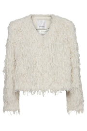 Feather Faux Fur Jacket 30252 | Off white | Jakke fra Co'couture