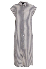 Melina Long Shirt Dress | Beige Stripe | Kjole fra Black Colour
