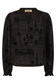Tazzin Tale Light Blouse | Black | Bluse fra Mos Mosh