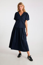 Yara Poplin Skirt | Navy | Nederdel fra Neo Noir