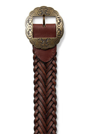Braided Leather Belt | Cognac | Accessories fra Mos Mosh