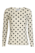 Mesh Ls Tshirt | White Black Big Dot | Bluse fra Liberté