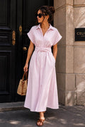 Cala Striped Shirt Dress | Pink