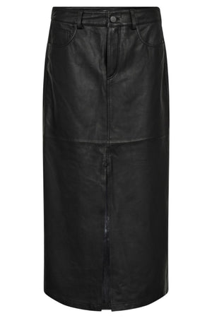 Phoebe Leather Slit Skirt | Black | Nederdel fra Co'couture