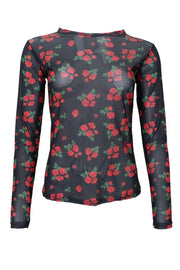 Annie Mesh Blouse | Red Flower | Bluse fra Black Colour