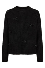 Fro Bow Pullover | Black Silver Bow | Bluse fra Liberté