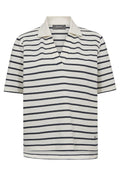 Milena SS Stripe Polo Tee | Maritime Blue | T-shirt fra Mos Mosh – nedsat
